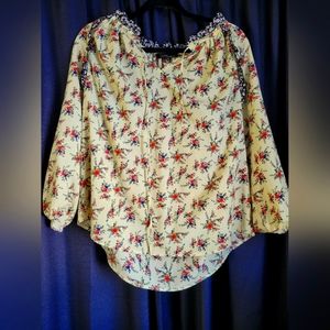 Women's Long Sleeve Yellow Floral Top